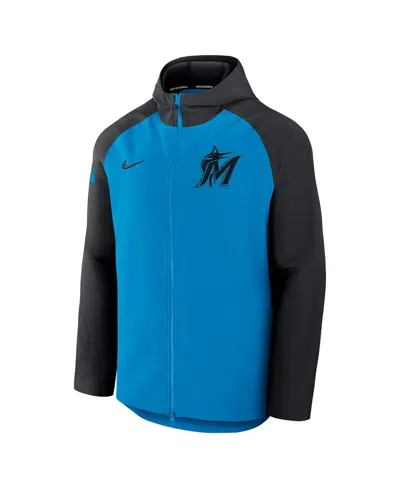Nike Men's Blue/black Miami Marlins Authentic Collection Raglan Performance Full-zip Jacket In Multi