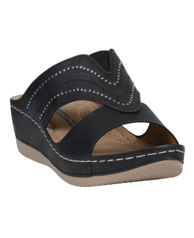 Gc Shoes Women's Johanna Embellished Wedge Sandals In Black