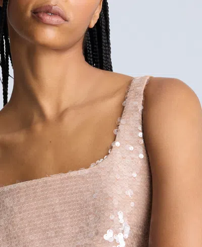 Kenneth Cole Sequin Bodice Open Back Cotton Blend Shift Dress In Multicolor