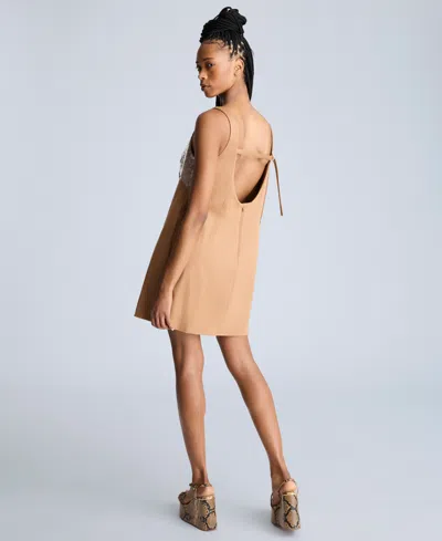 Kenneth Cole Sequin Bodice Open Back Cotton Blend Shift Dress In Multicolor