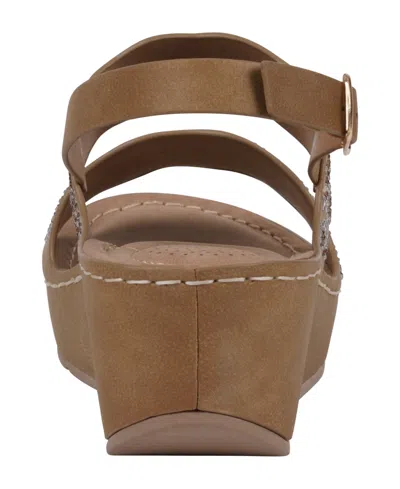 Gc Shoes Women's Alexia Embellished Wedge Sandals In Bronze