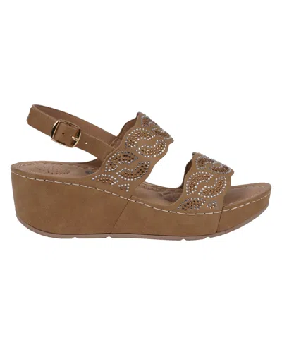 Gc Shoes Women's Alexia Embellished Wedge Sandals In Bronze