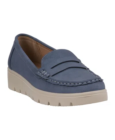 Gc Shoes Women's Fallon Lug Sole Penny Loafers In Blue