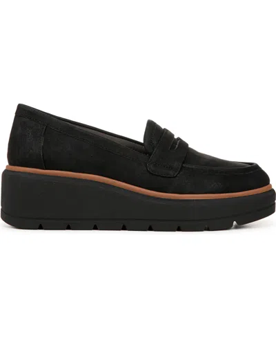Dr. Scholl's Nice Day Max Wedge Platform Penny Loafer In Black Faux Leather