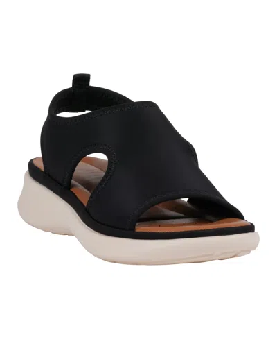 Gc Shoes Women's Romy Stretch Lycra Wedge Sandals In Black