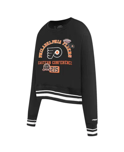 Pro Standard Women's Black Philadelphia Flyers Area Code Cropped Pullover Sweatshirt In Black