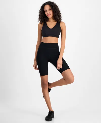Id Ideology Women's Studio 10.5" Bike Shorts, Exclusively At Macy's In Deep Black