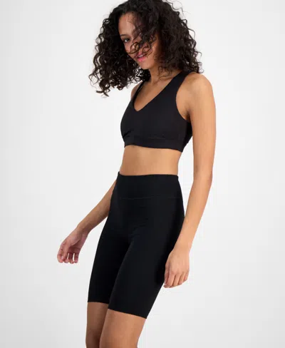 Id Ideology Women's Studio 10.5" Bike Shorts, Exclusively At Macy's In Deep Black