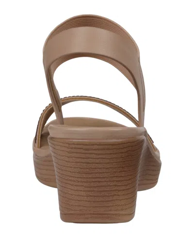 Gc Shoes Women's Nia Embellished Elastic Wedge Sandals In Natural