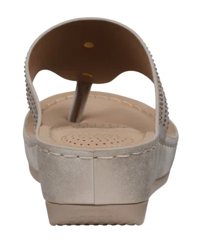 Gc Shoes Women's Cora Embellished Floral Wedge Sandals In Light Gold