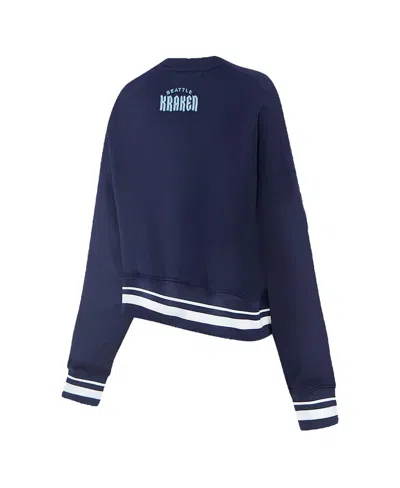 Pro Standard Women's Deep Sea Blue Seattle Kraken Area Code Cropped Pullover Sweatshirt In Navy