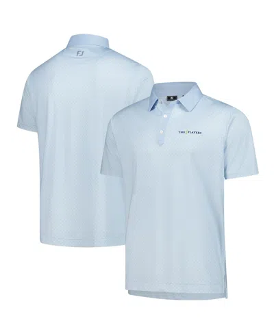 Footjoy Men's Light Blue The Players Prodry Checker Print Lisle Polo Shirt In Light Blue
