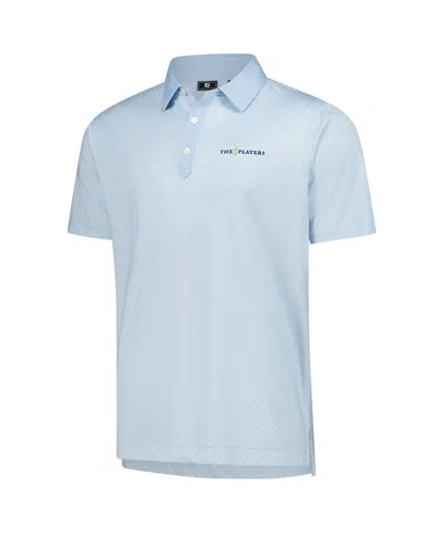 Footjoy Men's Light Blue The Players Prodry Checker Print Lisle Polo Shirt In Light Blue