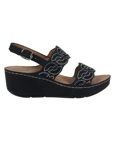 Gc Shoes Women's Alexia Embellished Wedge Sandals In Black
