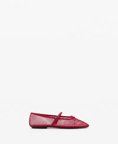 Mango Mesh Ballet Flats With Strap And Buckle Red In Red