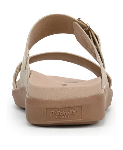 Dr. Scholl's Women's All Time Round Toe Slide Sandals In Gold Sand Faux Leather