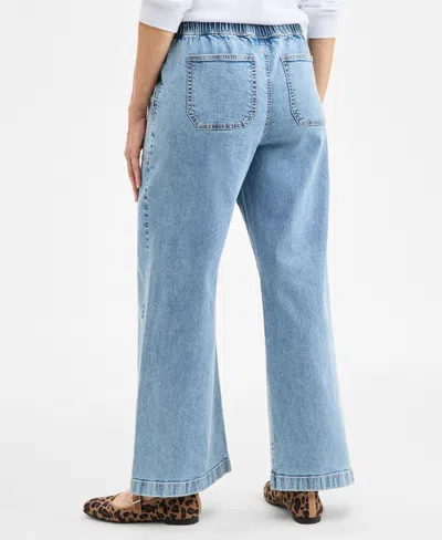 Style & Co Women's Pull-on Wide-leg Jeans, Exclusively At Macy's In Light Bell
