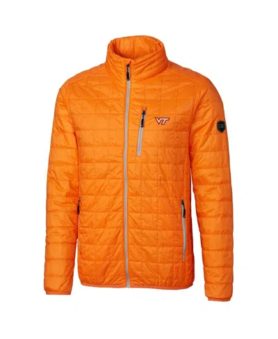 Cutter & Buck Rainier Primaloft Mens Eco Insulated Full Zip Puffer Jacket In Orange
