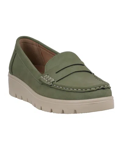 Gc Shoes Women's Fallon Lug Sole Penny Loafers In Green