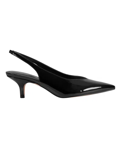 Marc Fisher Women's Labela Slingback Kitten Heel Pumps In Black Patent