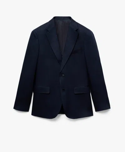 Mango Men's Slim-fit Tailored Linen Blazer In Dark Navy