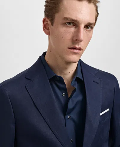 Mango Men's Slim-fit Tailored Linen Blazer In Dark Navy