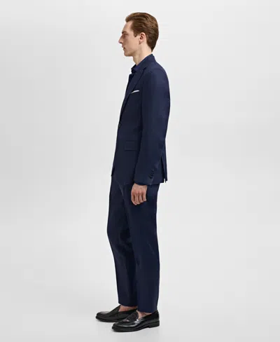Mango Men's Slim-fit Tailored Linen Blazer In Dark Navy
