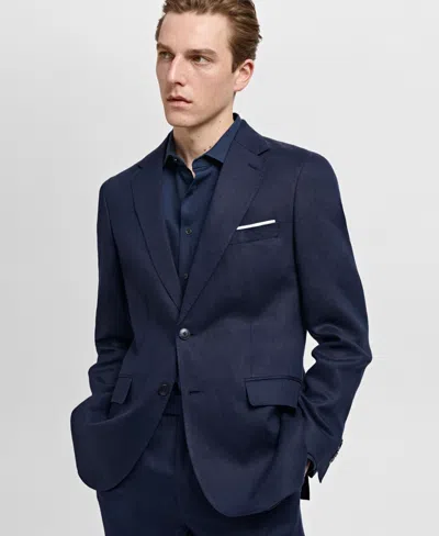 Mango Men's Slim-fit Tailored Linen Blazer In Dark Navy