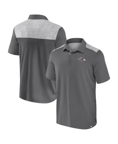 Fanatics Men's Gray Baltimore Ravens Long Shot Polo Shirt In Gray