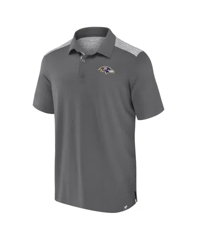 Fanatics Men's Gray Baltimore Ravens Long Shot Polo Shirt In Gray