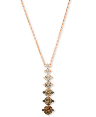 Le Vian Chocolate Ombre Diamond Vertical Graduated Adjustable 20" Pendant Necklace (3/4 Ct. T.w.) In 14k Ros In Rose Gold