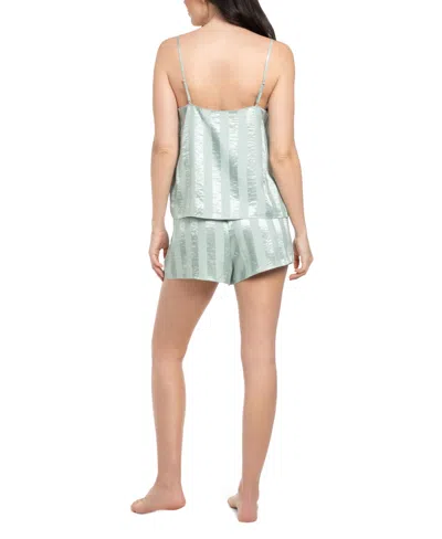 Midnight Bakery Women's 2 Piece Striped Pajama Set In Aqua