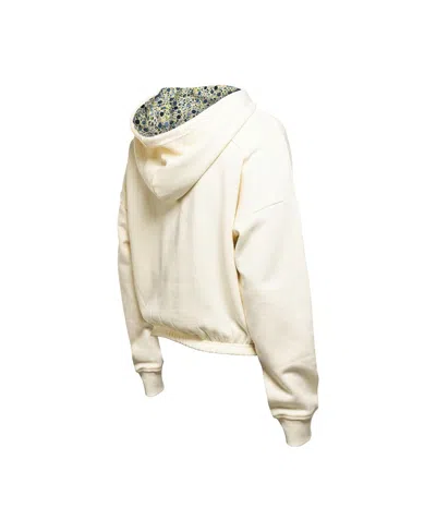 New Era Women's Cream Dallas Stars Glam Game Quarter-zip Cropped Floral Hoodie Pullover Top In Cream