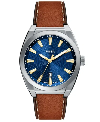 Fossil Men's Everett Blue Dial Watch In Brown