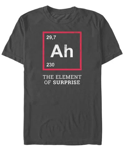 Design By Humans Men's Ah The Element Of Surprise Funny Gift Idea Short Sleeve T-shirt In Charcoal