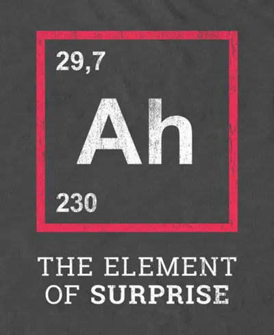 Design By Humans Men's Ah The Element Of Surprise Funny Gift Idea Short Sleeve T-shirt In Charcoal