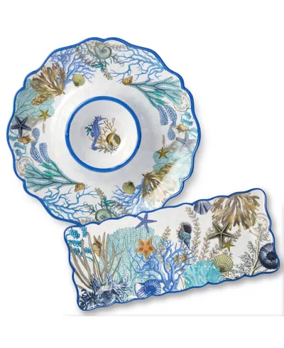 Certified International Blue Lagoon Melamine 2-piece Appetizer Set In No Color