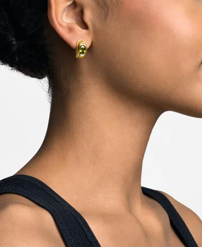 Michael Kors 14k Gold-plated Brass Oval Stone Hoop Earrings In Gold,green