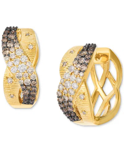 Le Vian Chocolate Ombre Diamond Crossover Chunky Huggie Hoop Earrings (1 Ct. T.w.) In 14k Gold, 0.71" In Yellow Gold