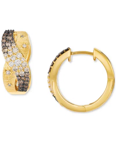 Le Vian Chocolate Ombre Diamond Crossover Chunky Huggie Hoop Earrings (1 Ct. T.w.) In 14k Gold, 0.71" In Yellow Gold