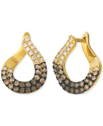 Le Vian Chocolate Ombre Diamond Small Spiral Hoop Earrings (1 Ct. T.w.) In 14k Gold, 0.67" In Yellow Gold