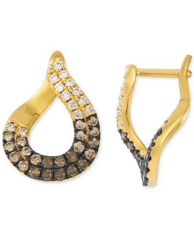 Le Vian Chocolate Ombre Diamond Small Spiral Hoop Earrings (1 Ct. T.w.) In 14k Gold, 0.67" In Yellow Gold