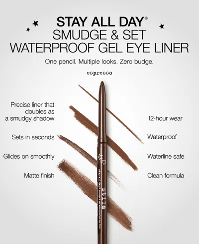 Stila Ladies Stay All Day Smudge And Set Waterproof Gel Eye Liner 0.012 oz Espresso Makeup 094800363 In Espresso