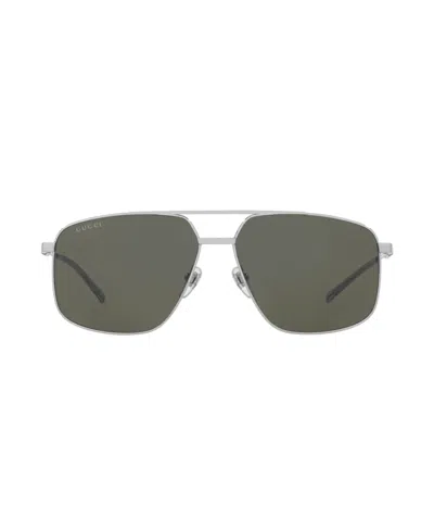 Gucci Eyewear Navigator Frame Sunglasses In Silver