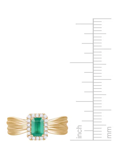 Macy's Emerald (5/8 Ct. T.w.) & Diamond (1/6 Ct. T.w.) Halo Ring In 14k Gold (also In Ruby & Sapphire) In Emerald