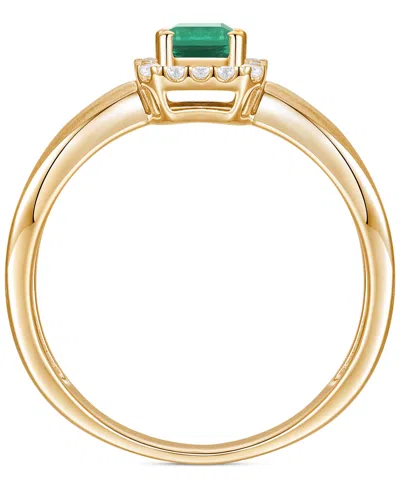 Macy's Emerald (5/8 Ct. T.w.) & Diamond (1/6 Ct. T.w.) Halo Ring In 14k Gold (also In Ruby & Sapphire) In Emerald