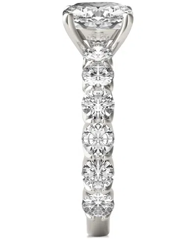 Charles & Colvard Moissanite Cushion & Round Engagement Ring (3-1/2 Ct. T.w. Diamond Equivalent) In 14k White Gold In 14k White Gold