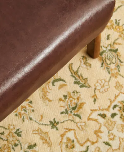 Glitzhome 2-pc. Leatherette Mid-century Modern Accent Stool And Chair In Brown