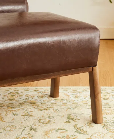 Glitzhome 2-pc. Leatherette Mid-century Modern Accent Stool And Chair In Brown