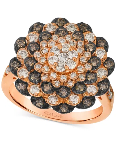 Le Vian Chocolate Diamond & Nude Diamond Flower Cluster Statement Ring (1-1/6 Ct. T.w.) In 14k Rose Gold In Rose Gold
